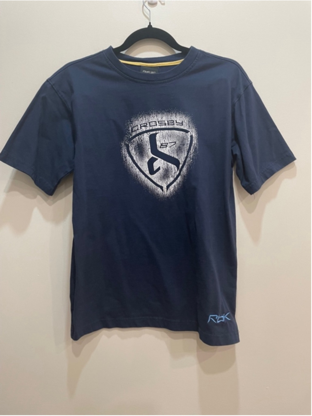 Vintage Reebok Crosby 87 T-Shirt Youth Extra Large XL Blue Hockey Y2K Graphic